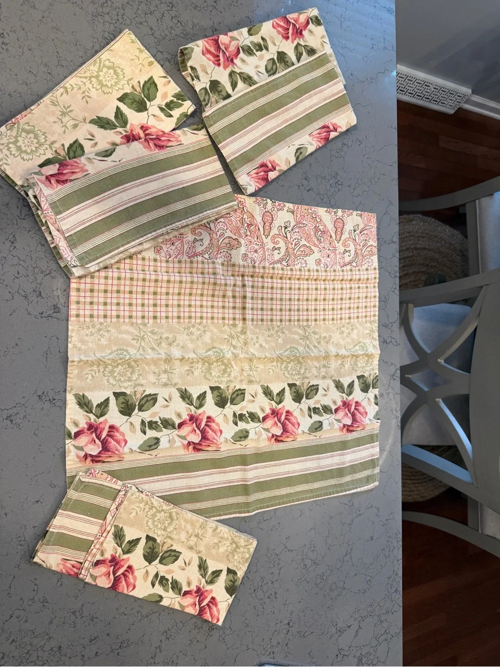 Vintage Simply Shabby Chic Quilted Placemats & Napkins Set Rachel Ashwell
